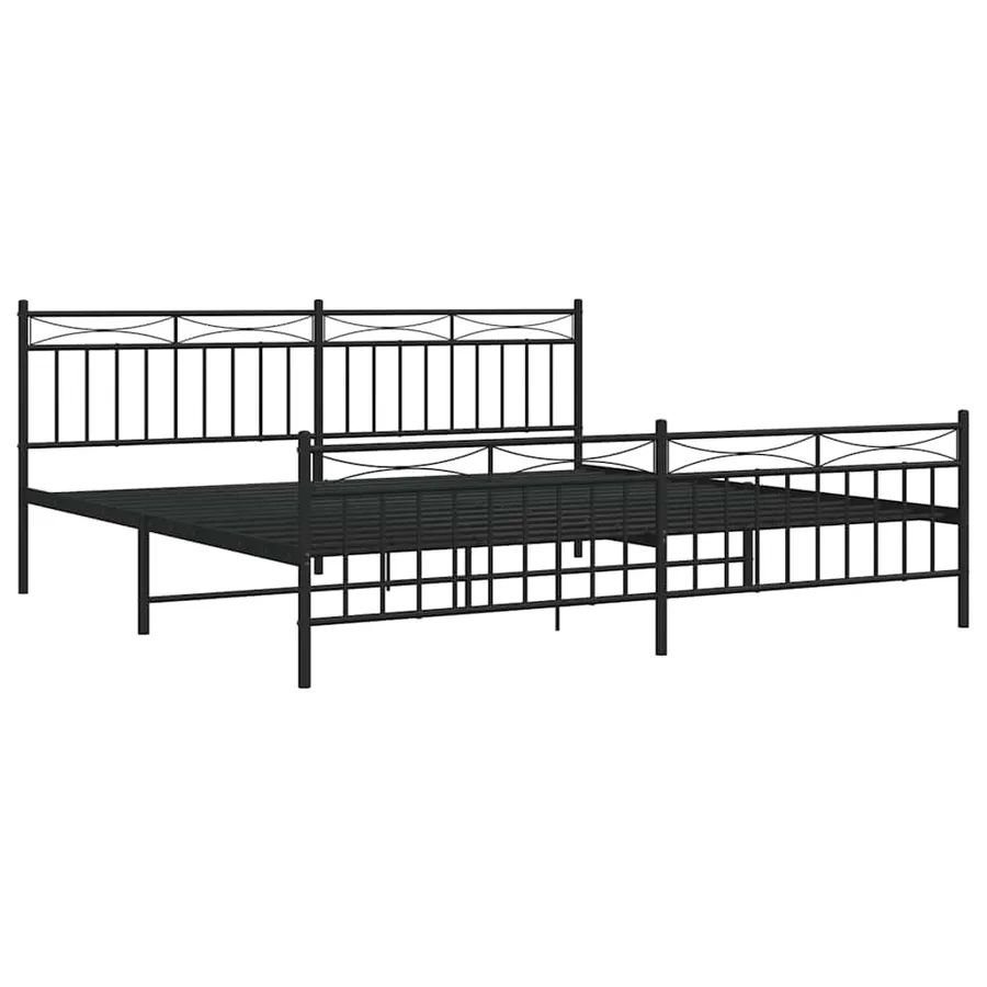 Cadre de lit métal sans matelas avec pied de lit noir 193x203cm - 5