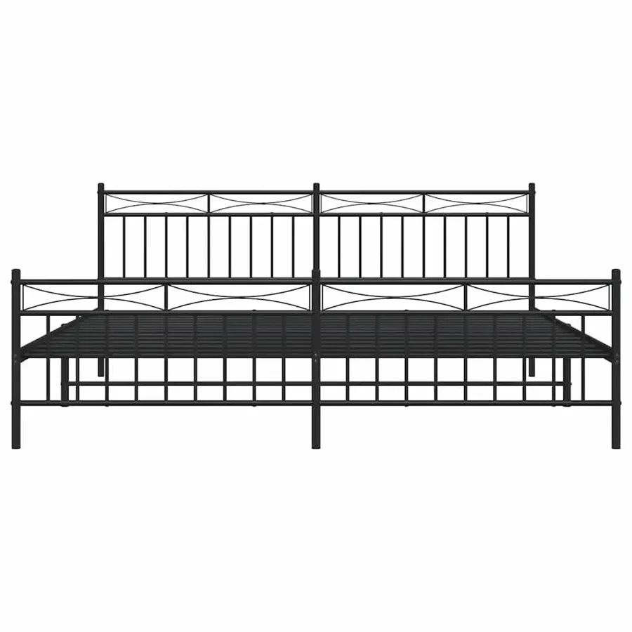 Cadre de lit métal sans matelas avec pied de lit noir 193x203cm - 6