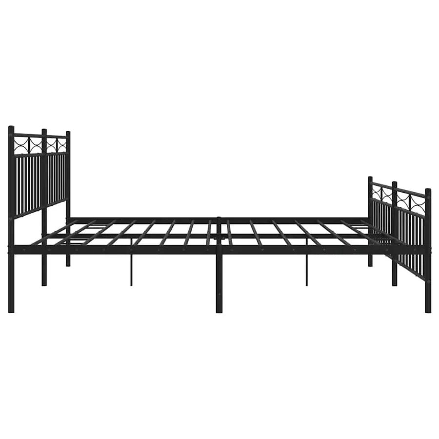 Cadre de lit métal sans matelas avec pied de lit noir 193x203cm - 7