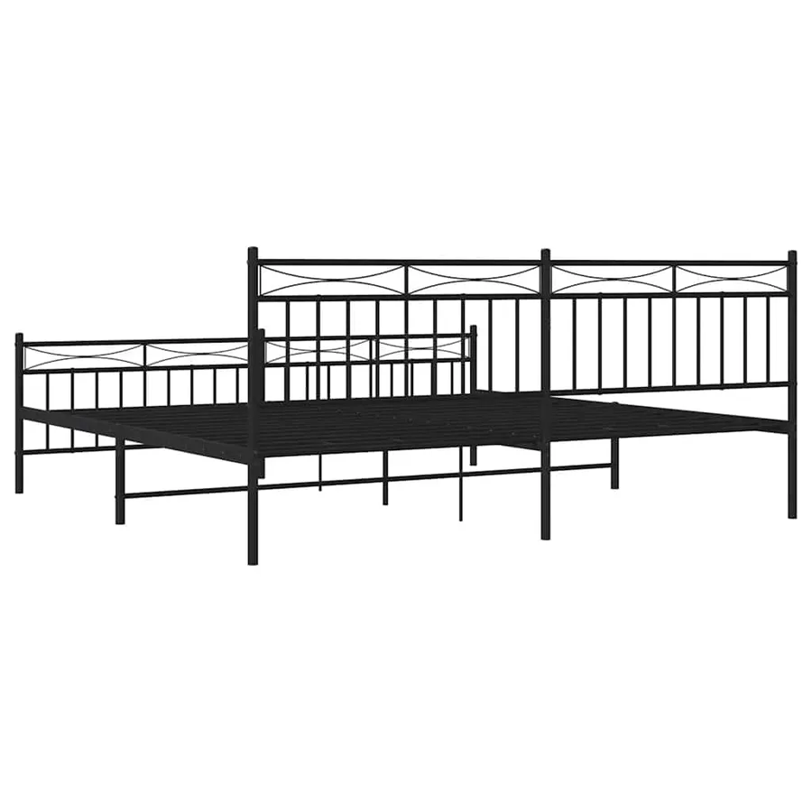 Cadre de lit métal sans matelas avec pied de lit noir 193x203cm - 8