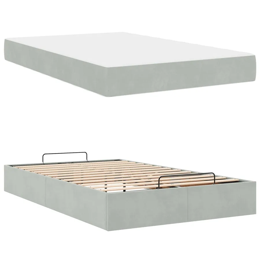 Cadre de lit avec matelas 2 pcs Gris clair Velours - 5