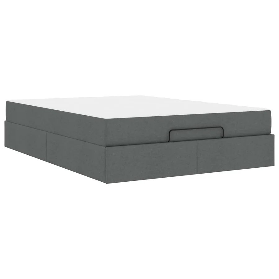 Cadre de lit avec matelas 2 pcs Gris Foncé tissu - 2
