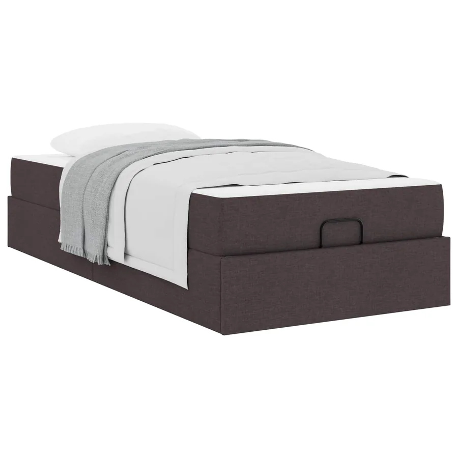 Cadre de lit avec matelas 2 pcs Tan tissu - 3