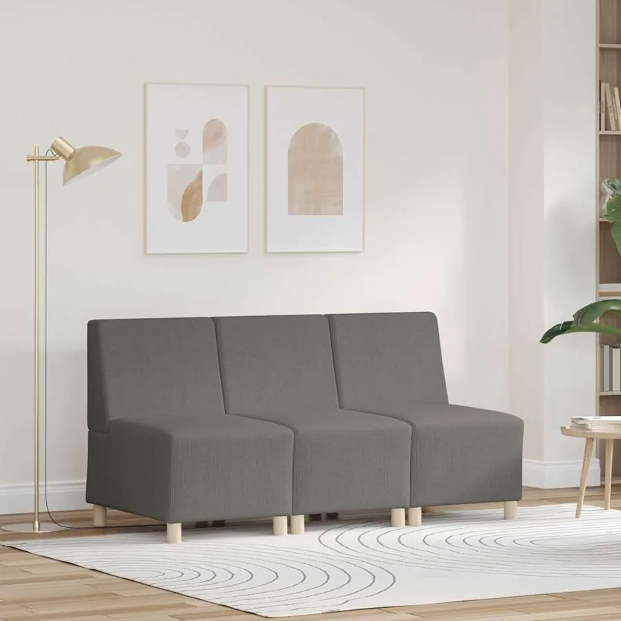 Unité de Sofa Modulaire Sans Accoudoirs 3 pcs Gris clair