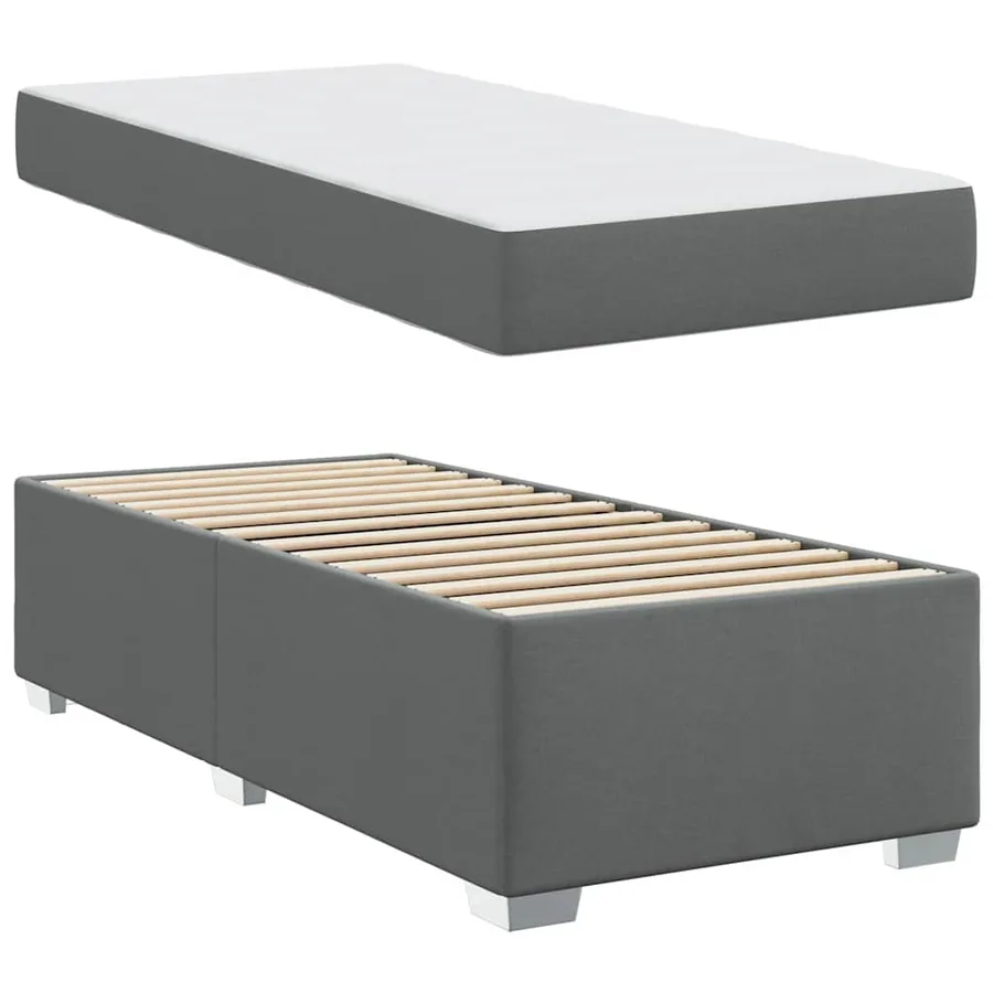 Cadre de lit avec matelas Gris foncé 80 x 200 cm tissu - 4