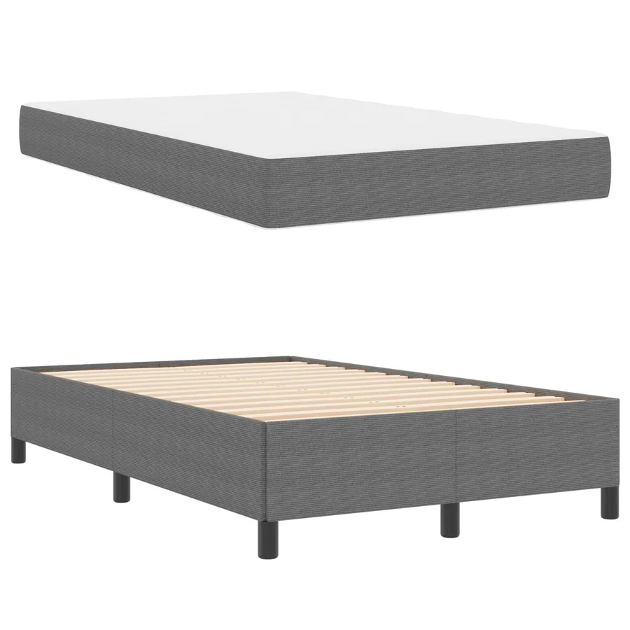 Cadre de lit avec matelas Gris clair 120 x 190 cm tissu - 3