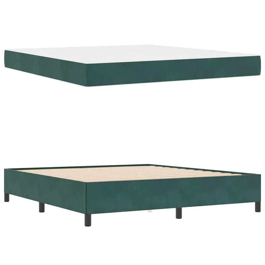 Cadre de lit avec matelas Vert foncé 180 x 200 cm tissu - 6