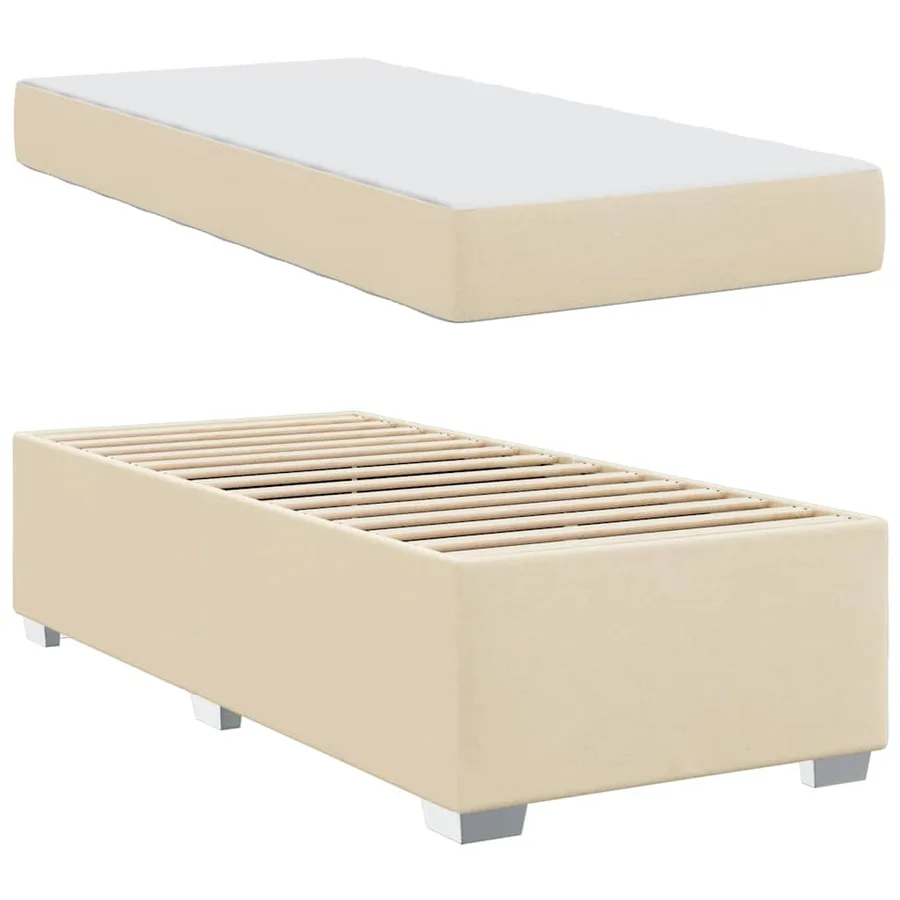 Cadre de lit avec matelas Crème 80 x 200 cm tissu - 4