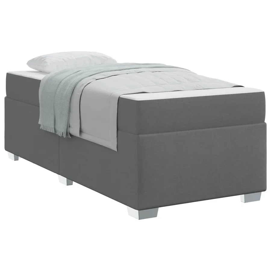 Cadre de lit avec matelas Gris foncé 100 x 200 cm tissu - 2