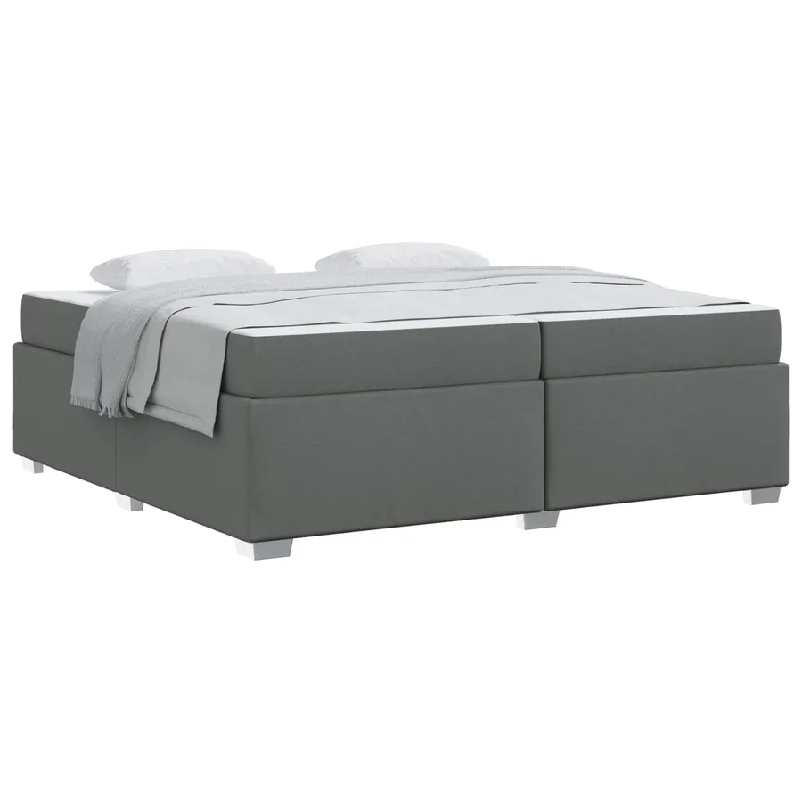 Cadre de lit avec matelas Gris foncé 200 x 200 cm tissu - 2
