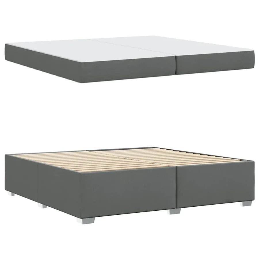 Cadre de lit avec matelas Gris foncé 200 x 200 cm tissu - 4