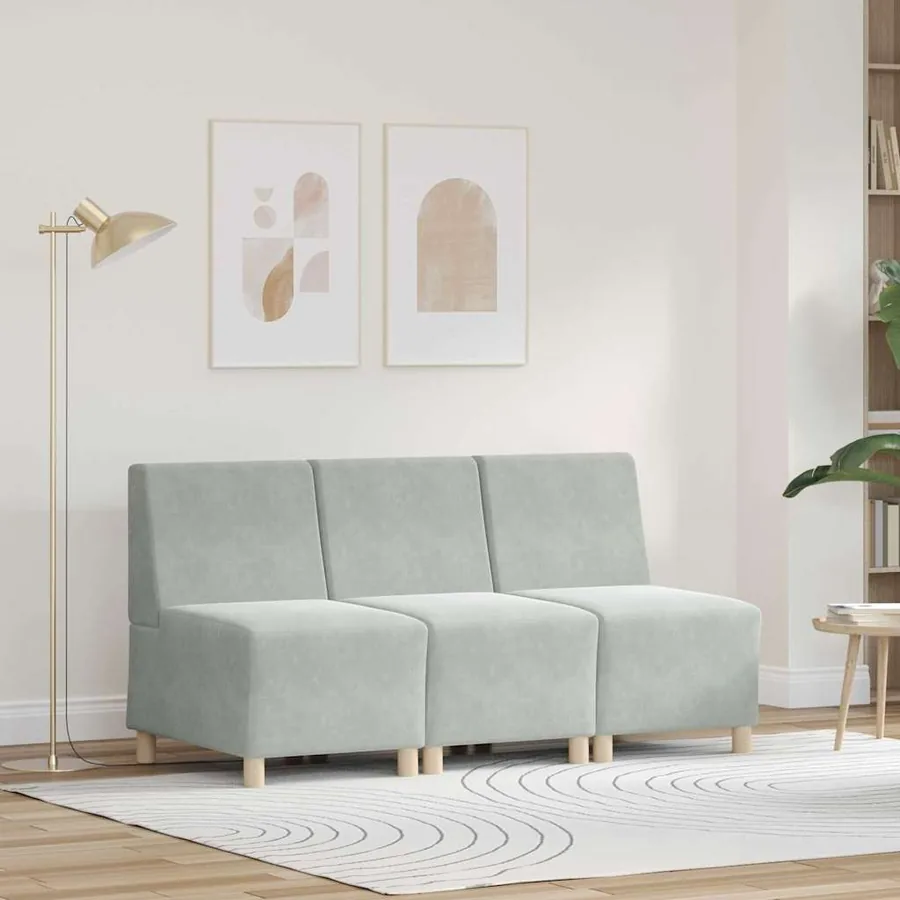 Unité de Sofa Modulaire Sans Accoudoirs 3 pcs Gris clair