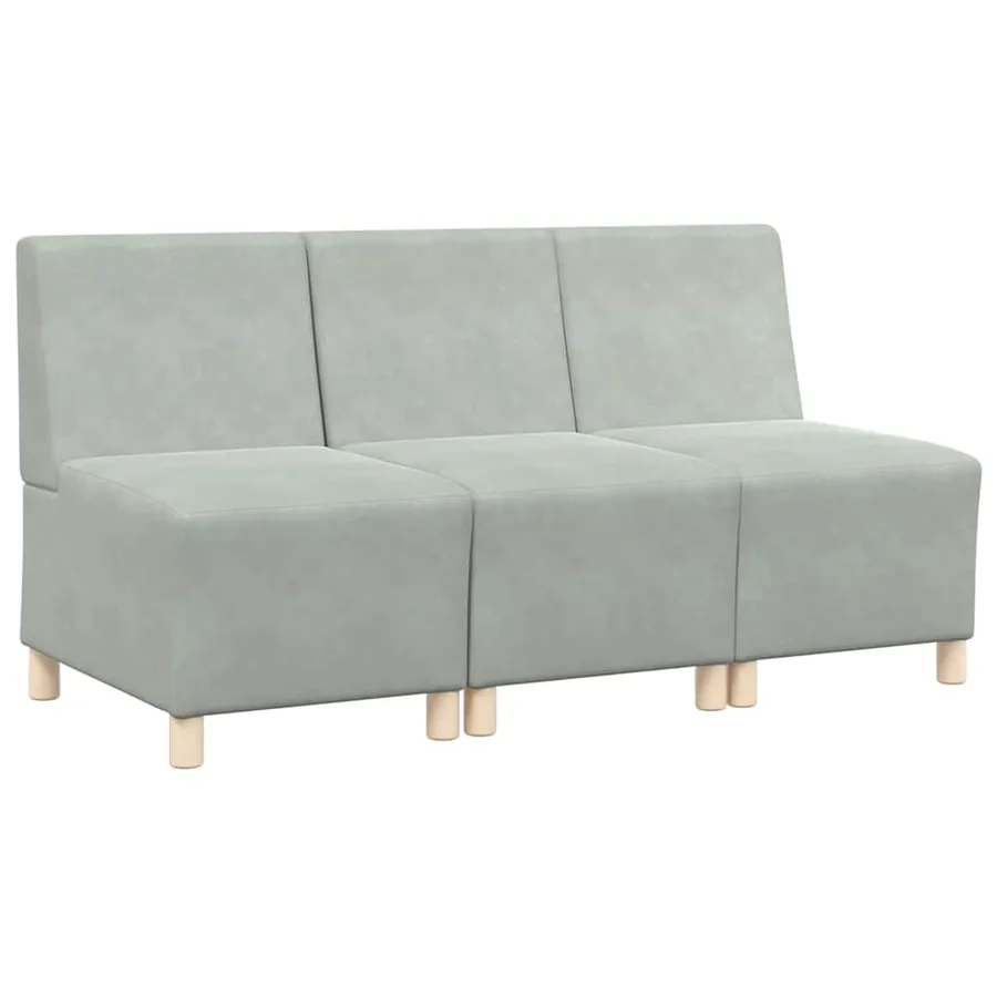 Unité de Sofa Modulaire Sans Accoudoirs 3 pcs Gris clair - 2