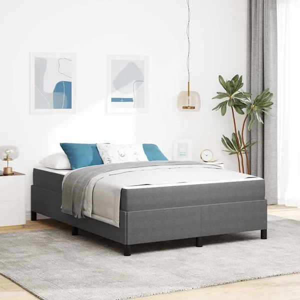 Cadre de lit avec matelas Gris clair 140 x 200 cm tissu