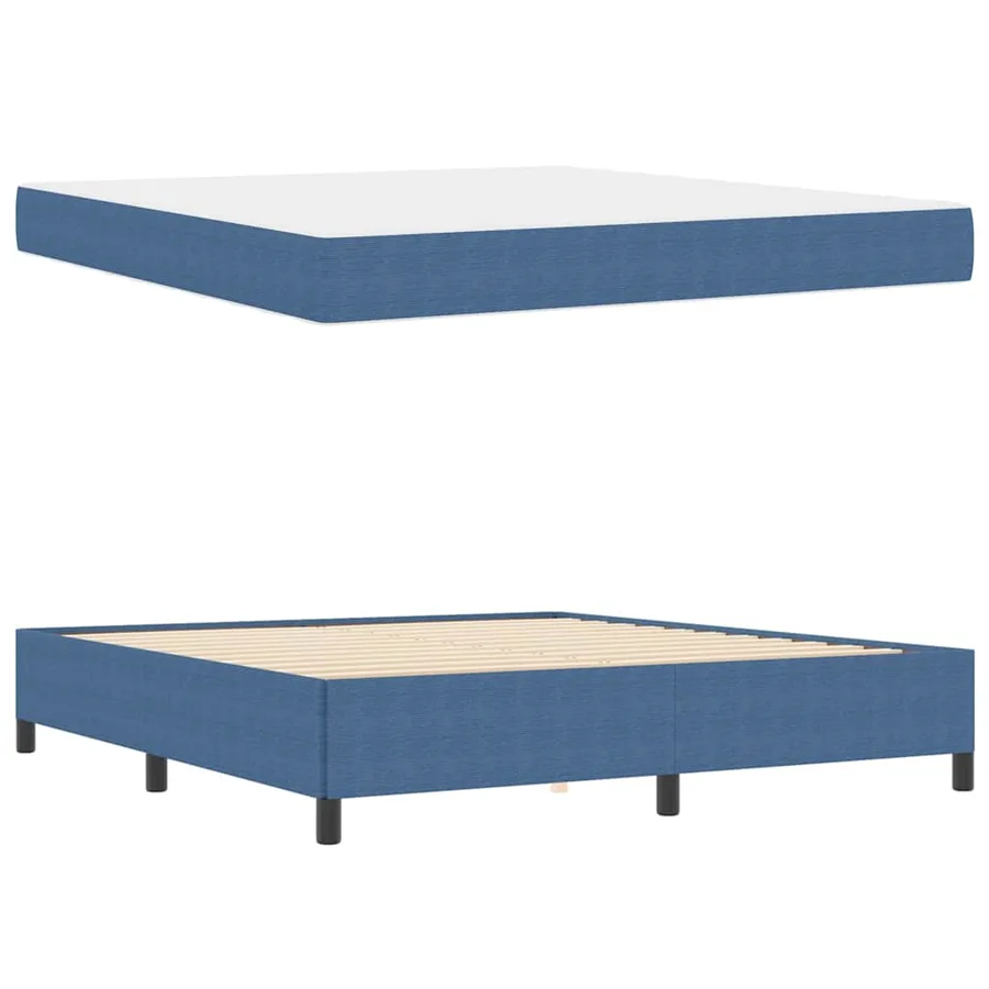Cadre de lit avec matelas Bleu 180 x 200 cm tissu - 4