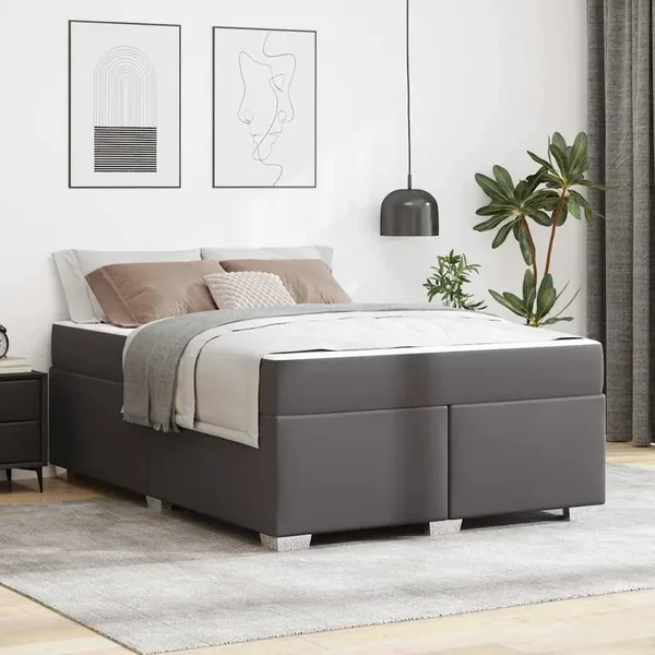 Cadre de lit avec matelas Gris 140 x 200 cm tissu