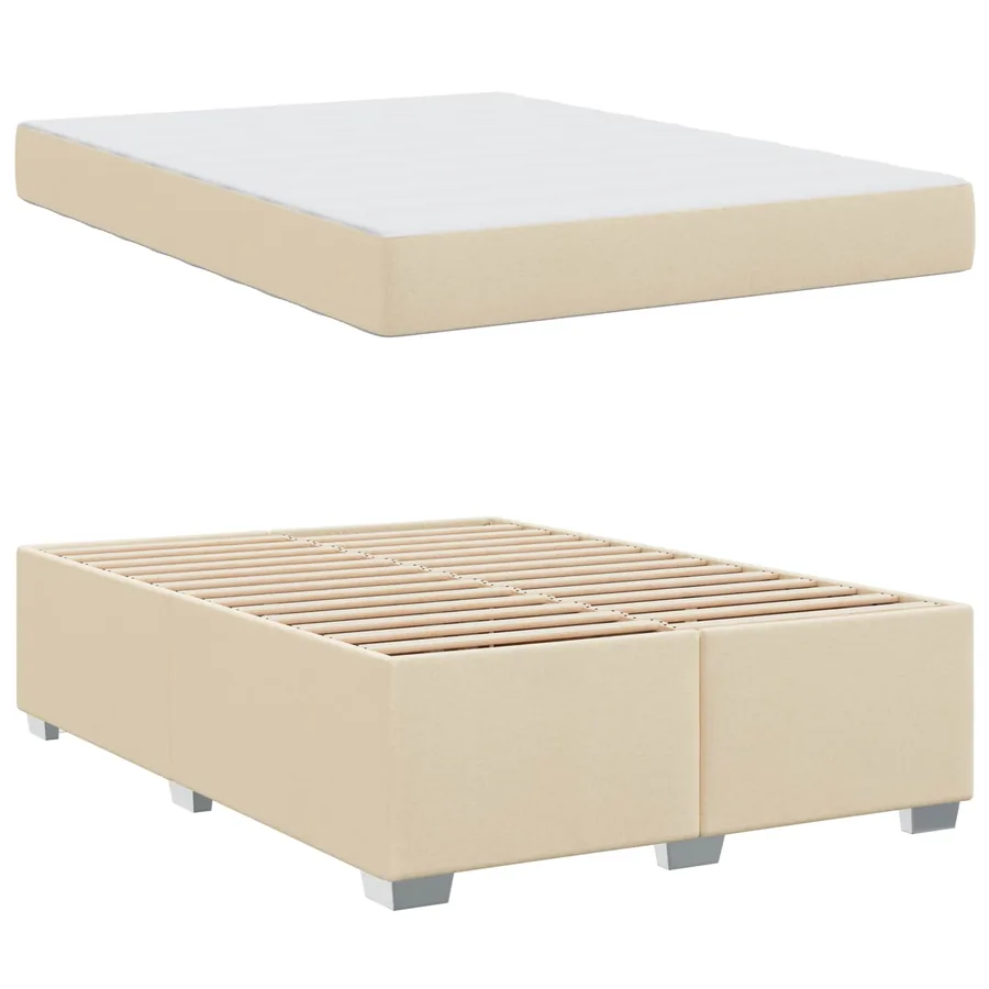 Cadre de lit avec matelas Crème 160 x 200 cm tissu - 5