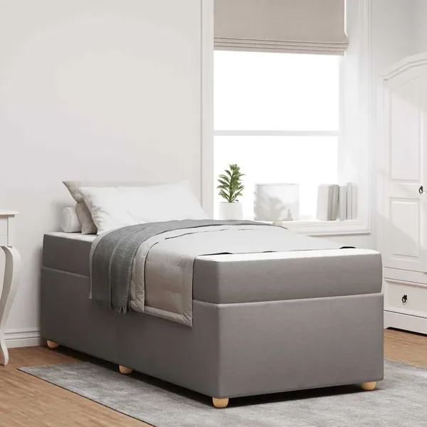 Cadre de lit avec matelas Taupe 100 x 200 cm tissu