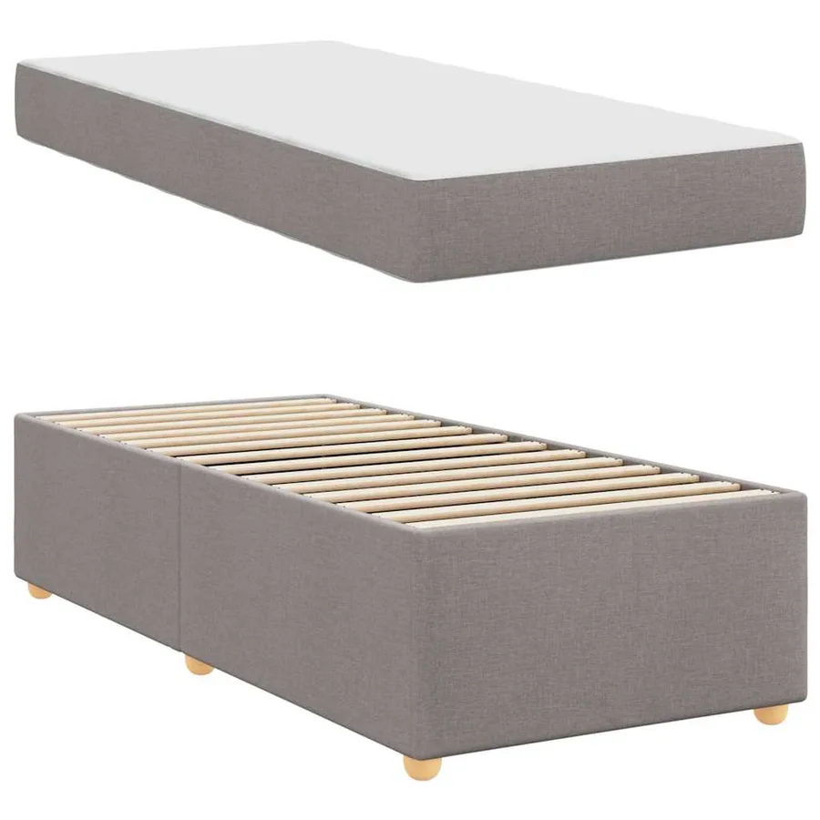 Cadre de lit avec matelas Taupe 100 x 200 cm tissu - 4