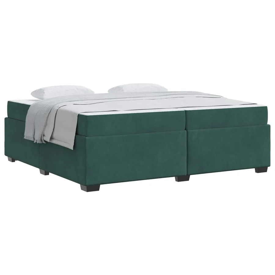 Cadre de lit avec matelas Vert foncé 200 x 200 cm tissu - 2