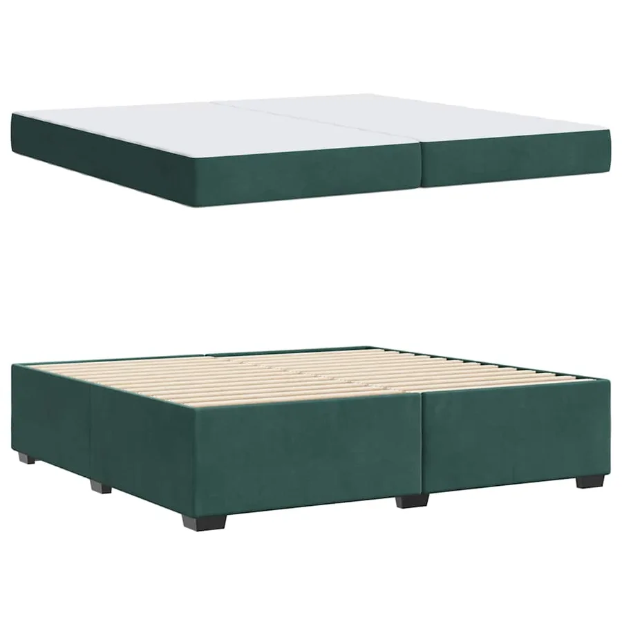 Cadre de lit avec matelas Vert foncé 200 x 200 cm tissu - 4