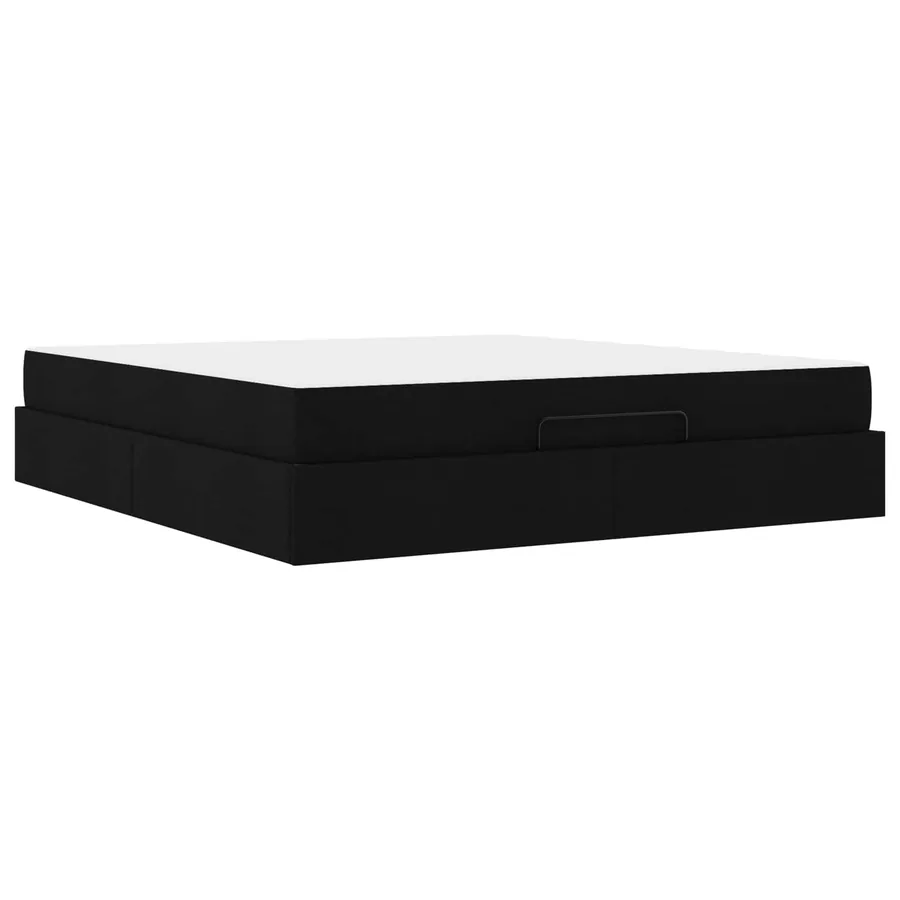 Cadre de lit avec matelas 2 pcs Noir tissu - 2