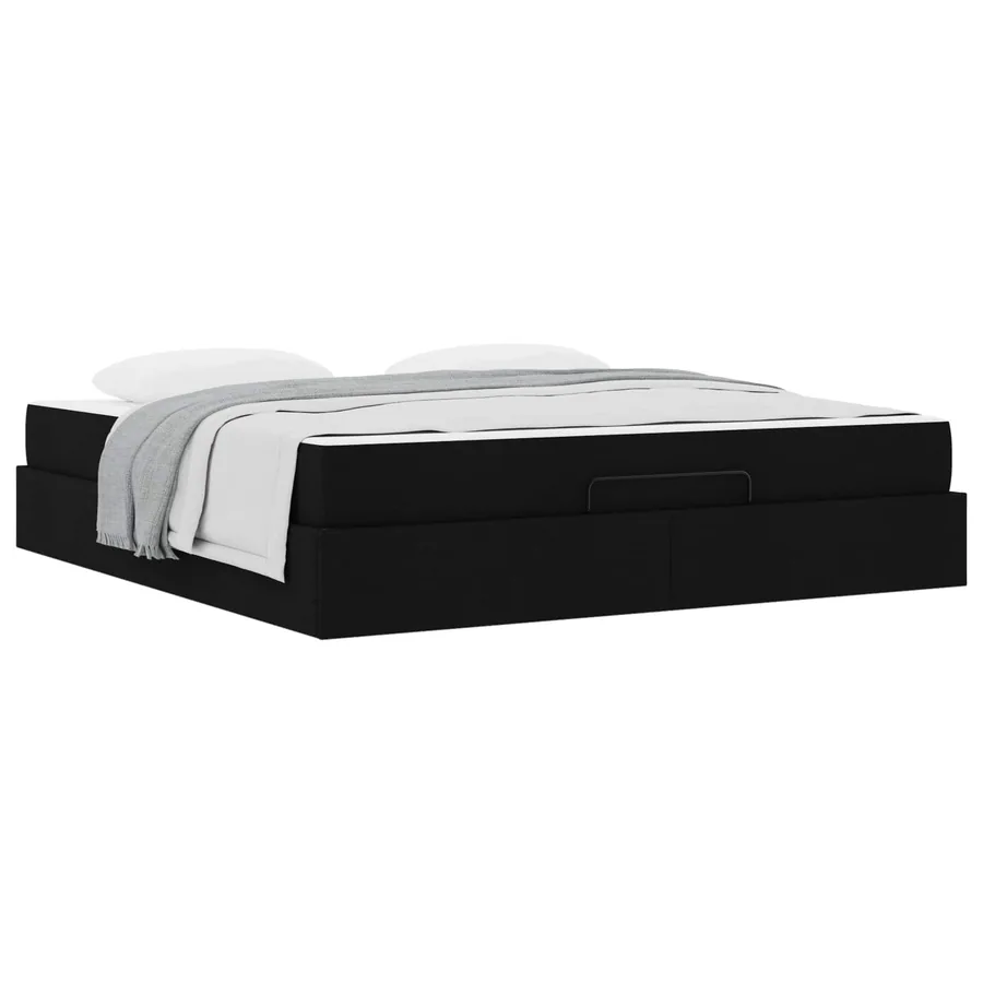 Cadre de lit avec matelas 2 pcs Noir tissu - 3