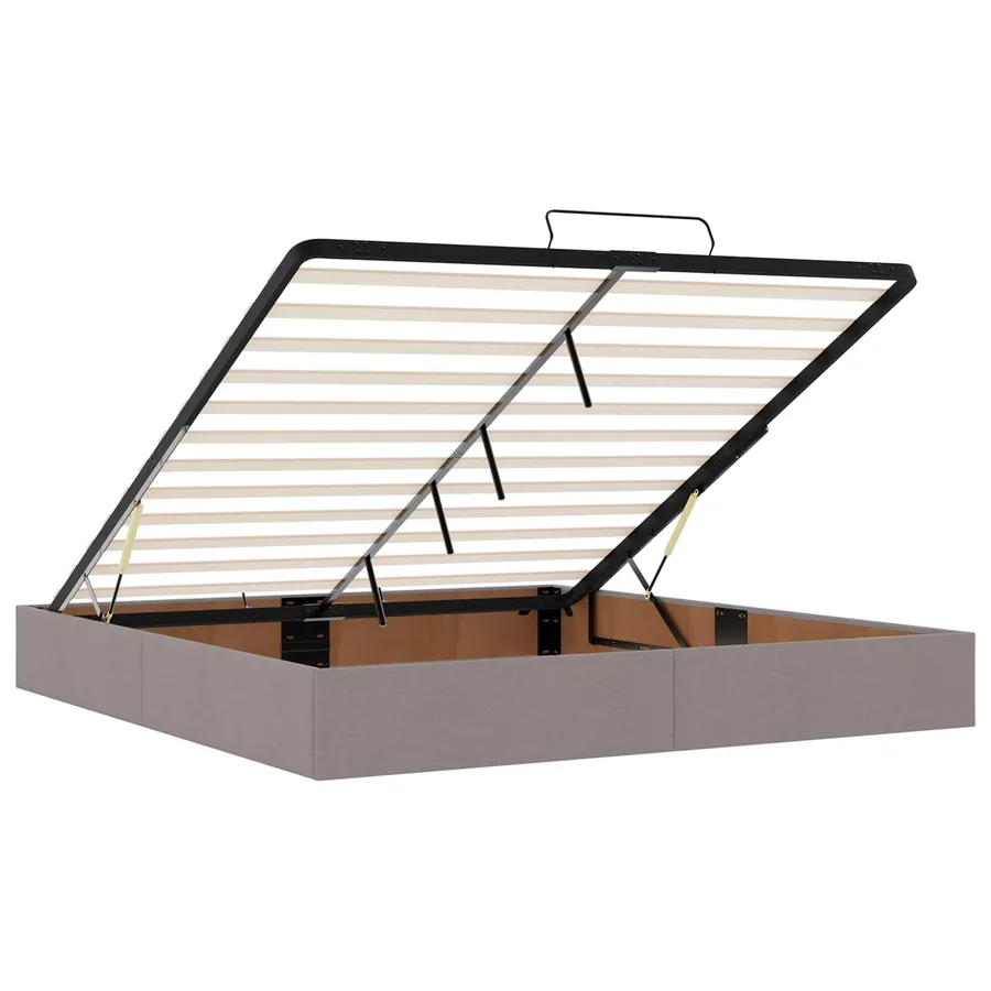 Cadre de lit avec matelas 2 pcs Taupe tissu - 11