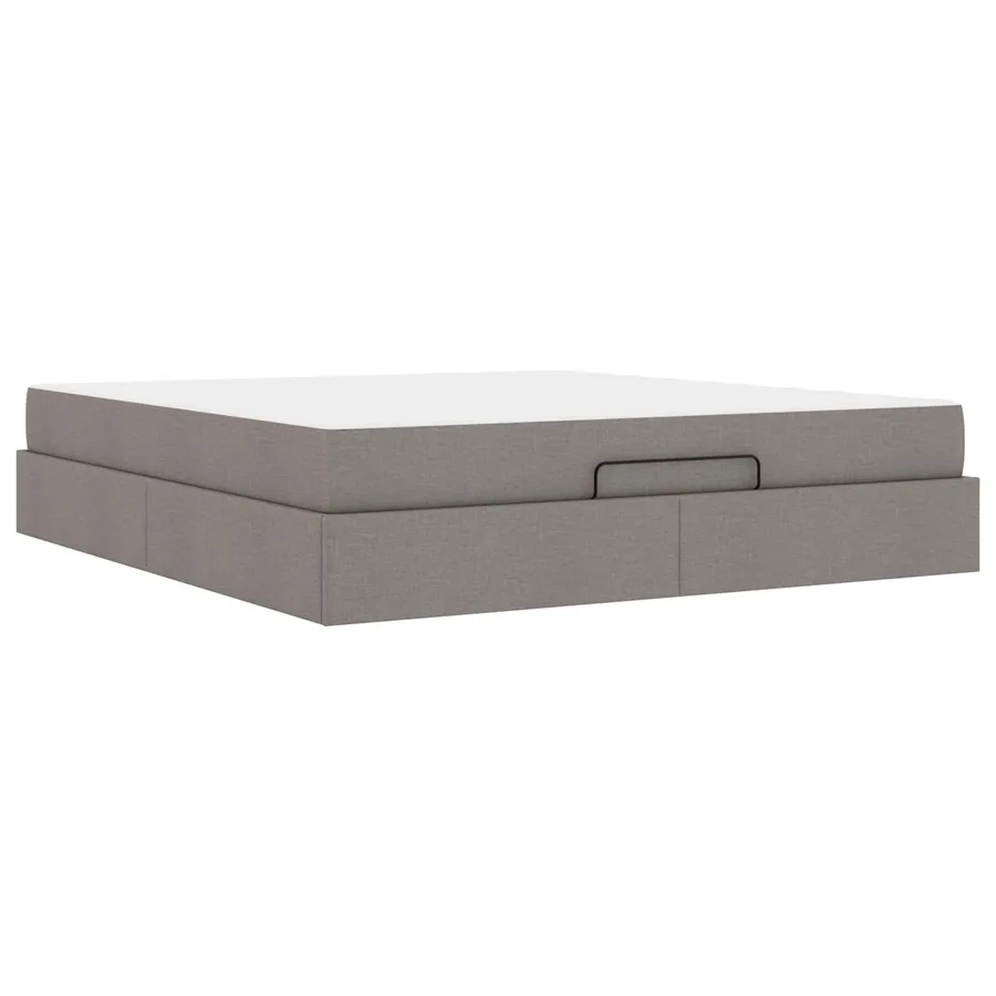 Cadre de lit avec matelas 2 pcs Taupe tissu - 2