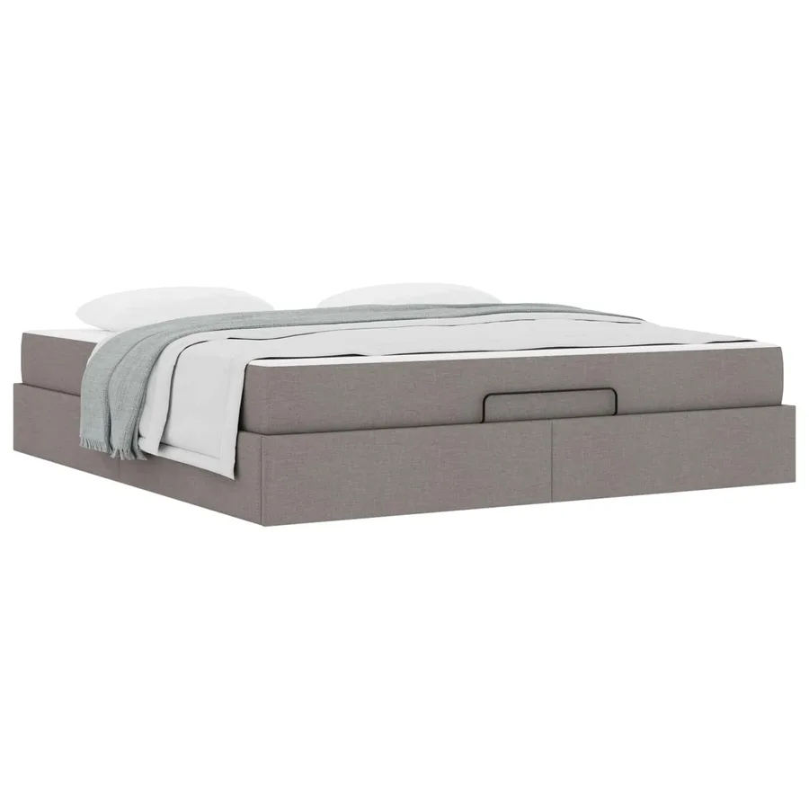 Cadre de lit avec matelas 2 pcs Taupe tissu - 3