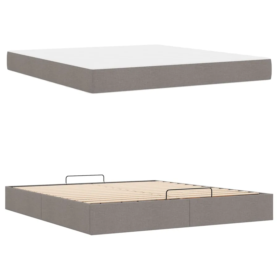 Cadre de lit avec matelas 2 pcs Taupe tissu - 5