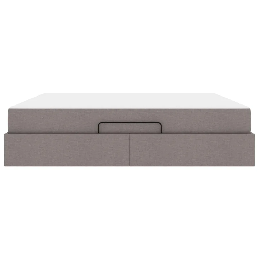 Cadre de lit avec matelas 2 pcs Taupe tissu - 6