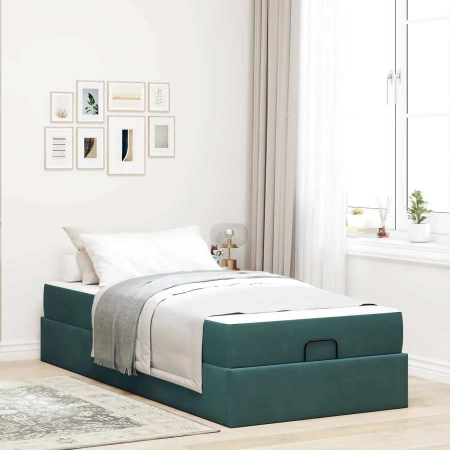 Cadre de lit avec matelas 2 pcs Vert Velours