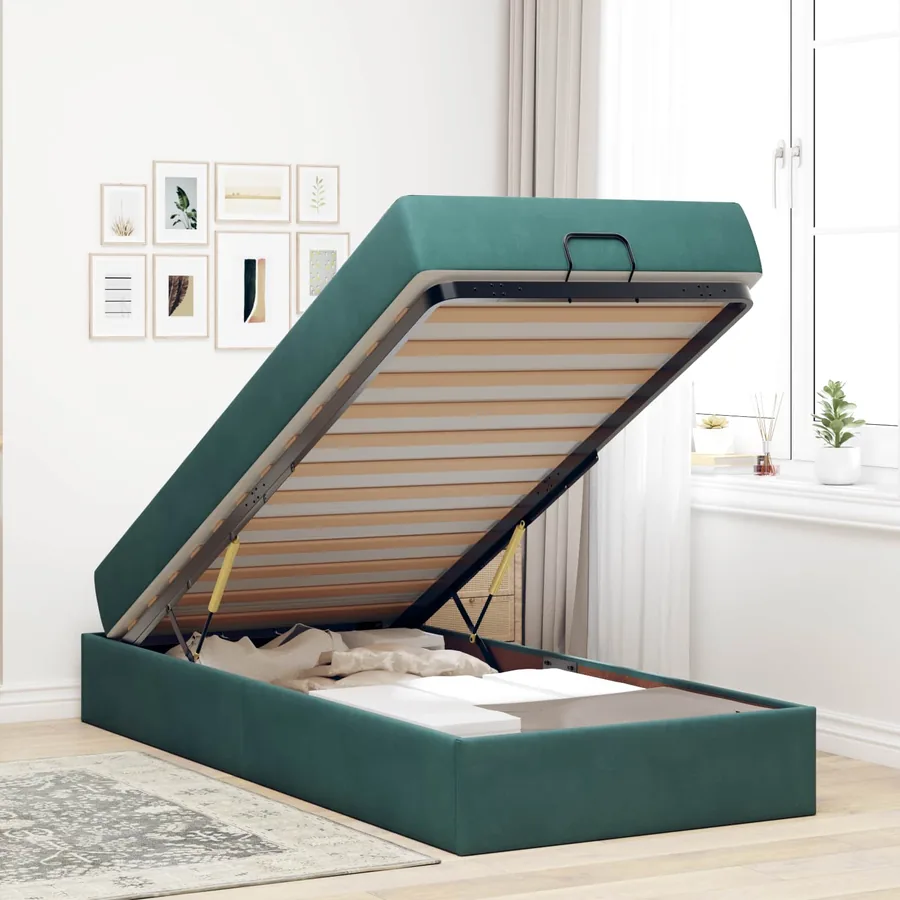 Cadre de lit avec matelas 2 pcs Vert Velours - 4
