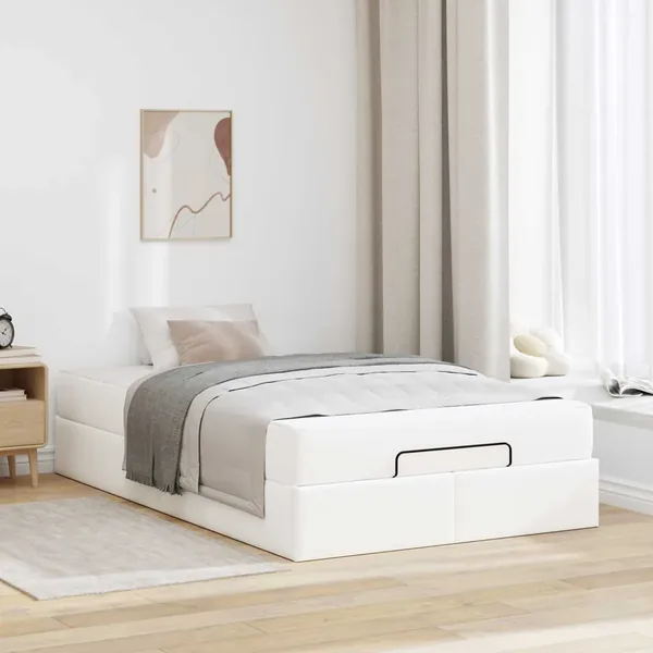Cadre de lit avec matelas Autre 2 pcs Blanc PVC