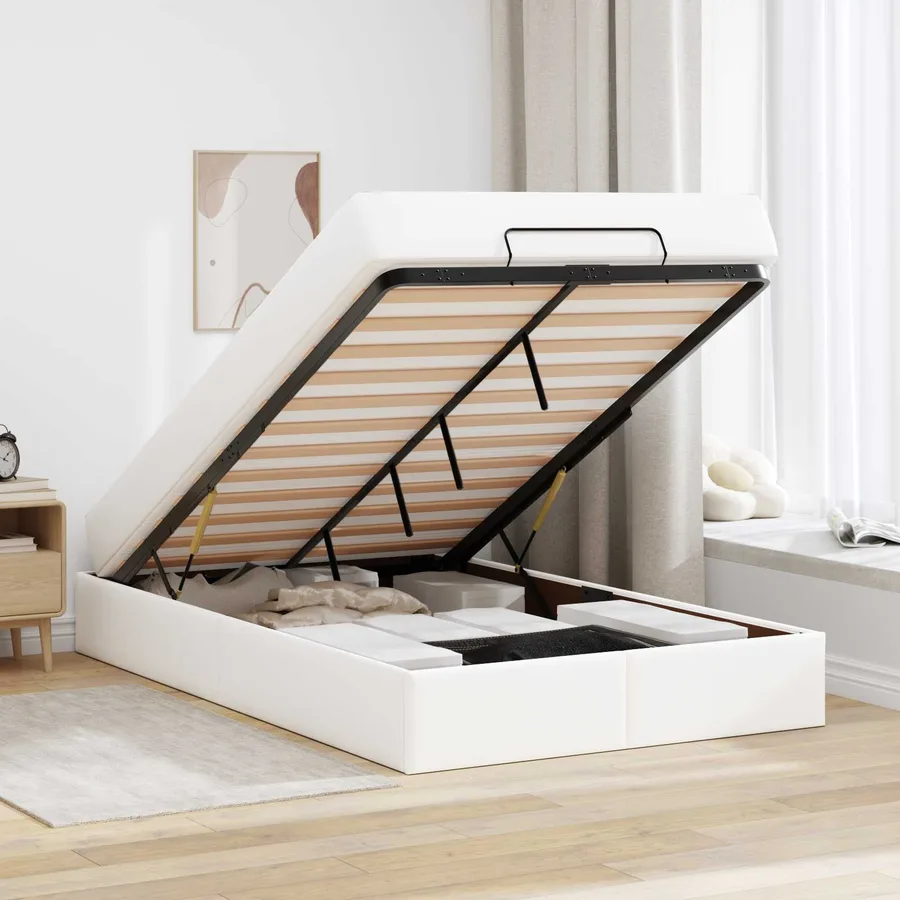 Cadre de lit avec matelas Autre 2 pcs Blanc PVC - 4