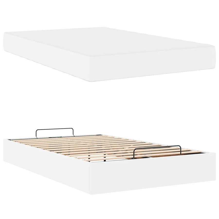 Cadre de lit avec matelas Autre 2 pcs Blanc PVC - 6