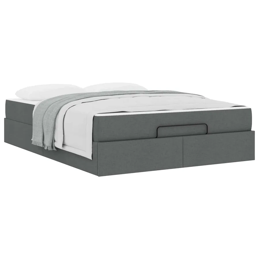 Cadre de lit avec matelas 2 pcs Gris Foncé tissu - 3