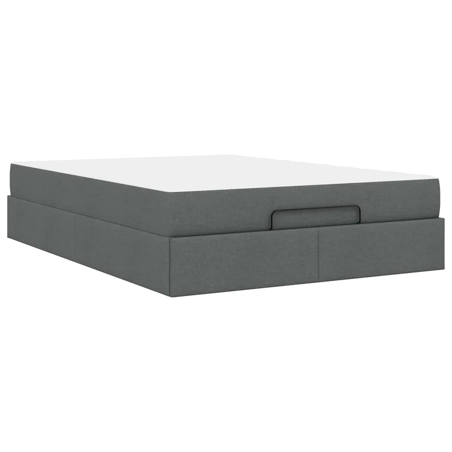 Cadre de lit avec matelas 2 pcs Gris Foncé tissu - 9