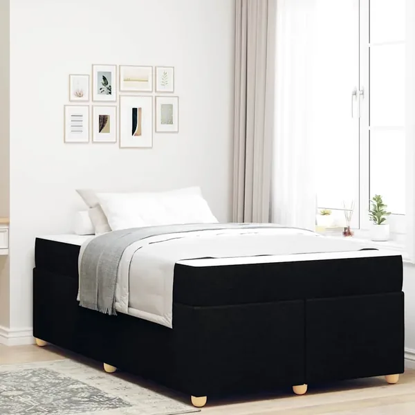 Cadre de lit avec matelas Noir 120 x 200 cm tissu