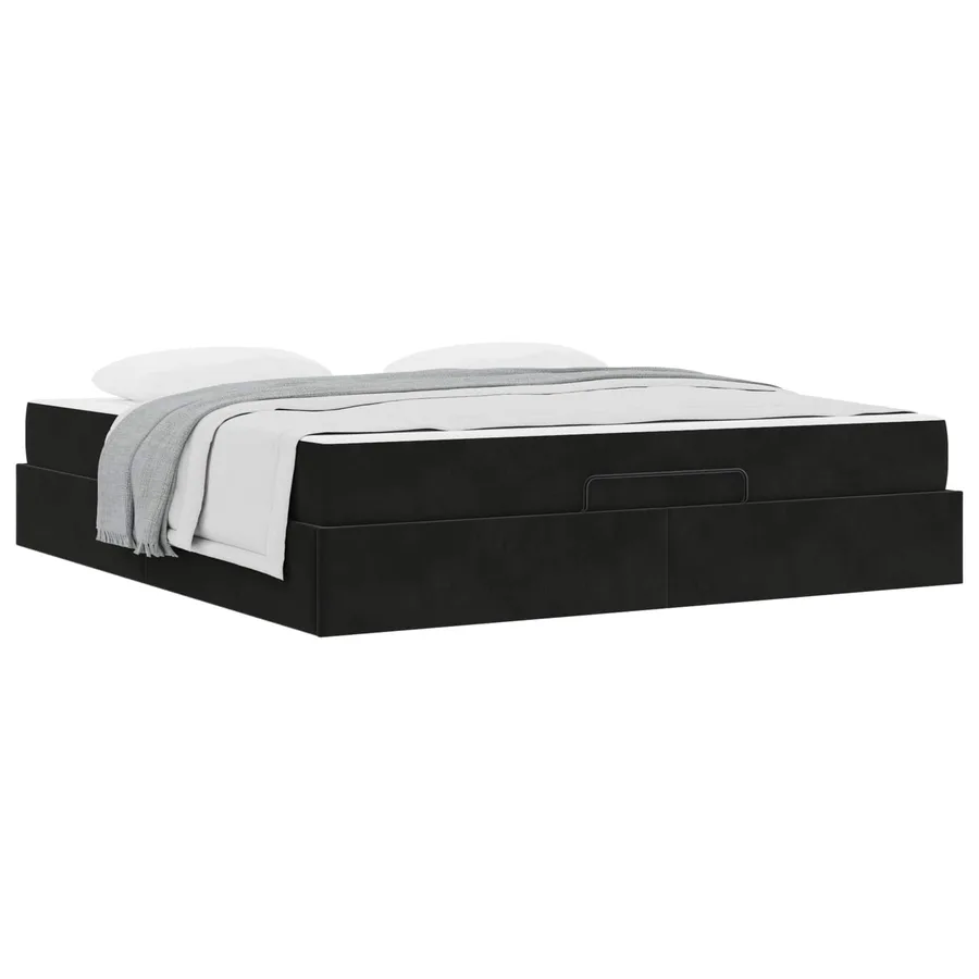 Cadre de lit avec matelas 2 pcs Noir Velours - 2