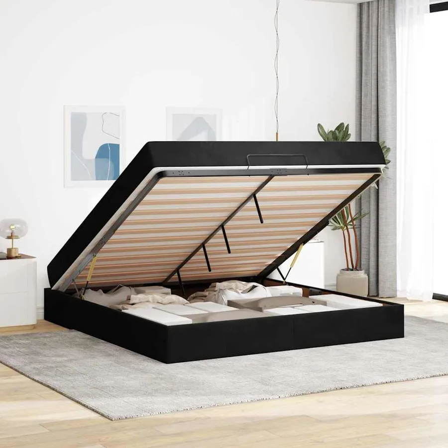 Cadre de lit avec matelas 2 pcs Noir Velours - 3