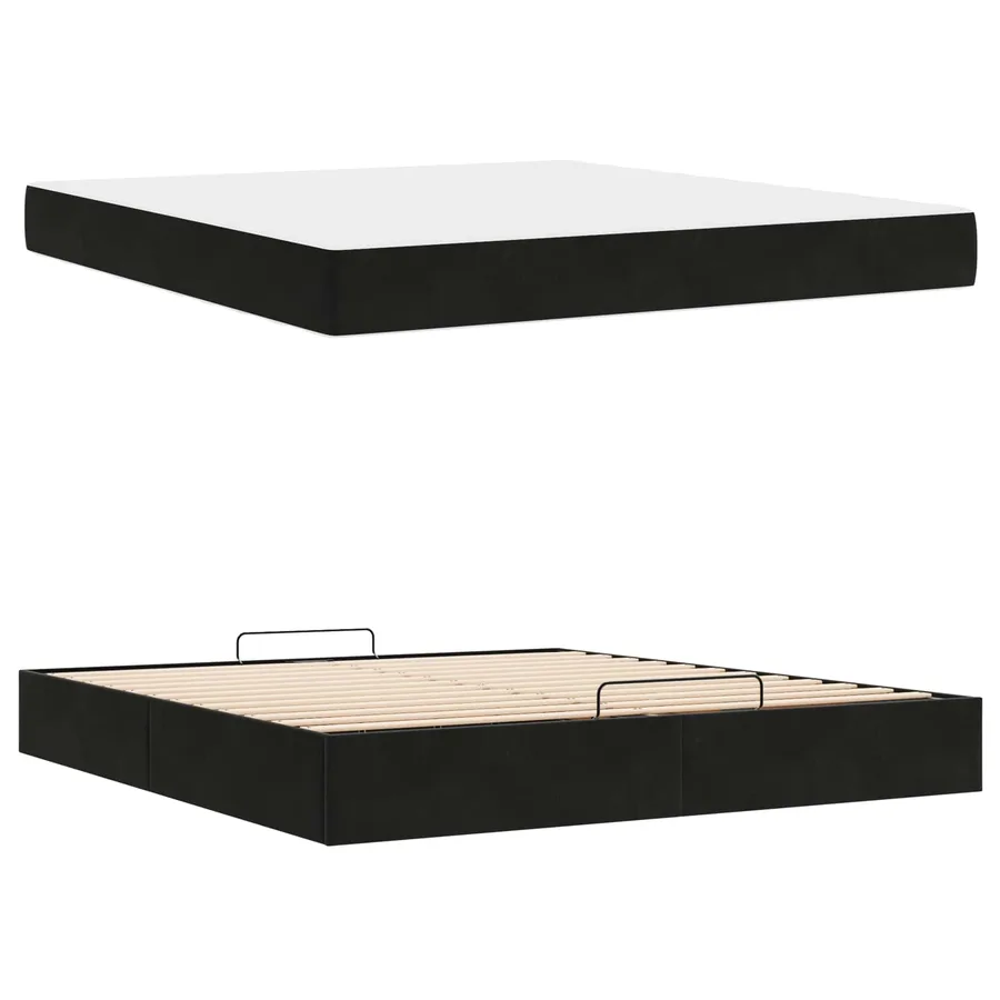 Cadre de lit avec matelas 2 pcs Noir Velours - 5