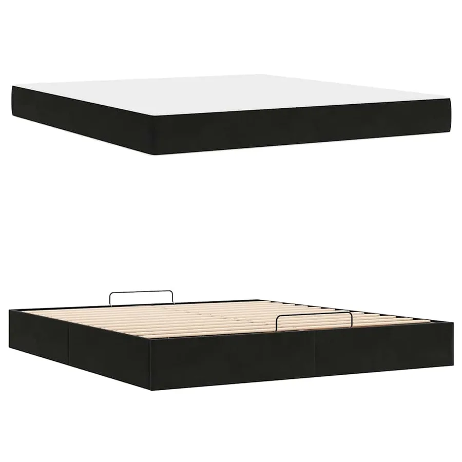 Cadre de lit avec matelas 2 pcs Noir Velours - 6