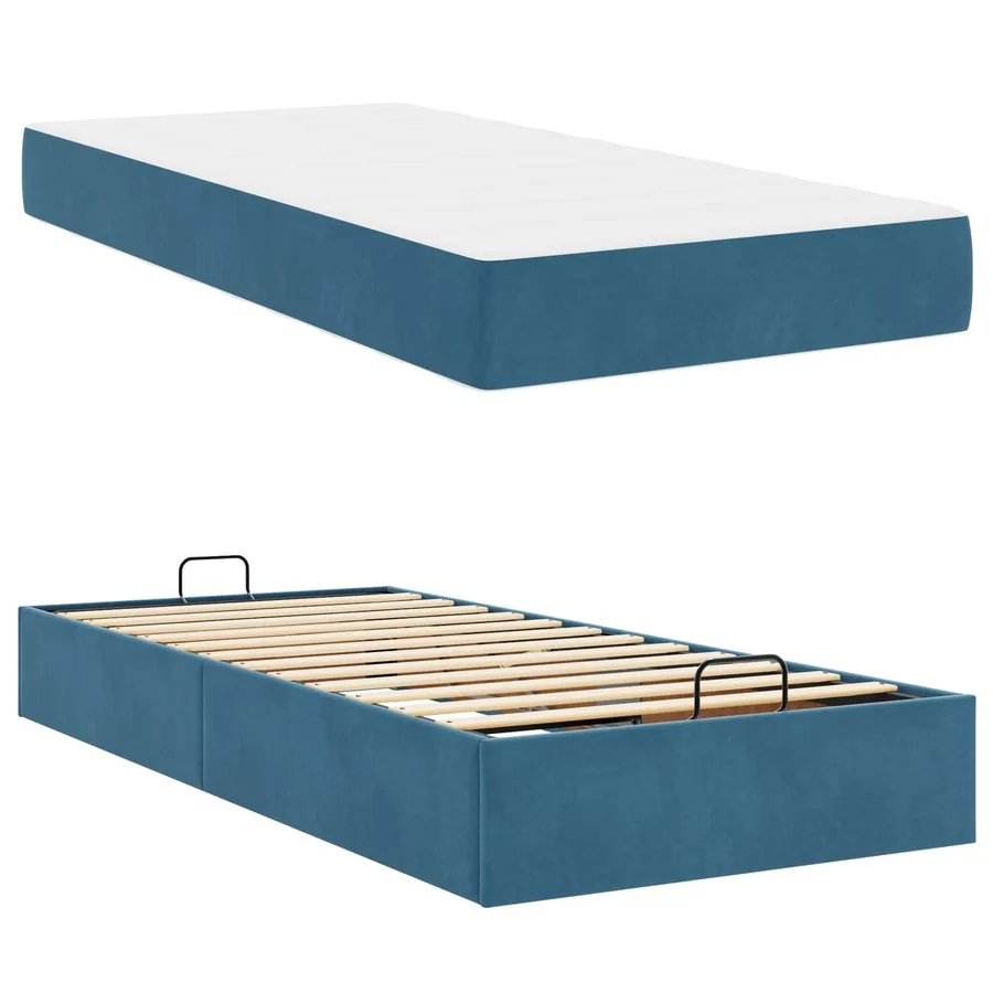 Cadre de lit avec matelas 2 pcs Bleu Velours - 5