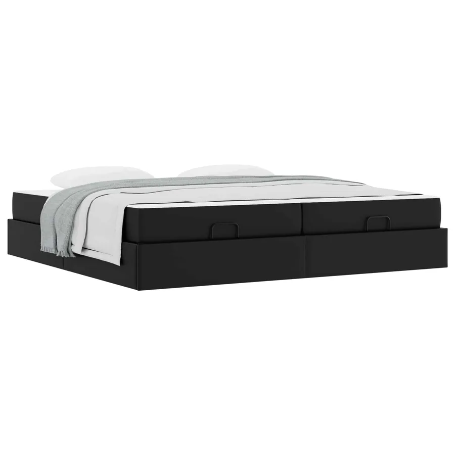 Cadre de lit avec matelas avec matelas 2 pcs Noir PVC - 3