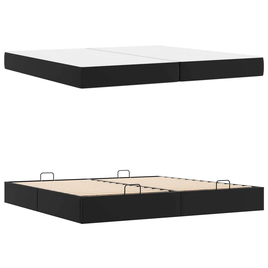 Cadre de lit avec matelas avec matelas 2 pcs Noir PVC - 5