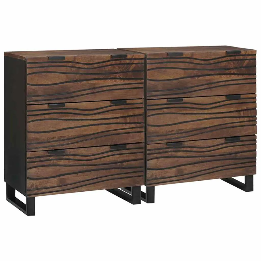Ensemble de buffet 2 pcs Noyer 120 x 33,5 x 75 cm