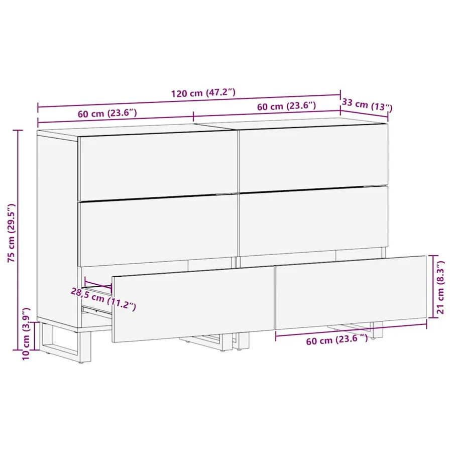 Ensemble de buffet 2 pcs Noyer 120 x 33,5 x 75 cm - 12