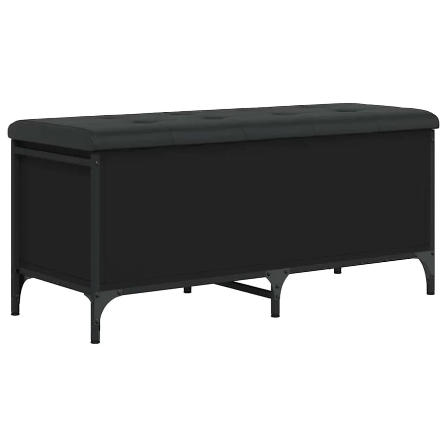 Banc de rangement noir 102x42x45 cm bois d'ingénierie - 7